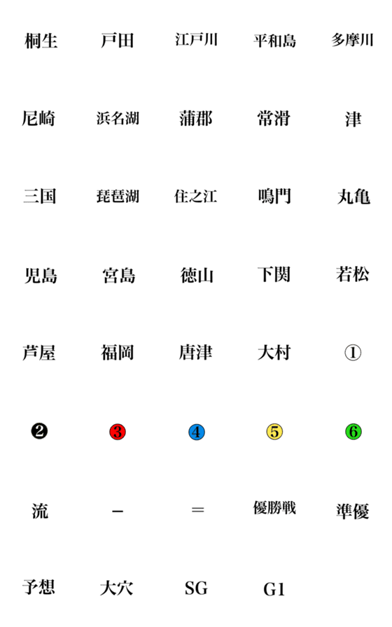 [LINE絵文字]競艇予想絵文字の画像一覧