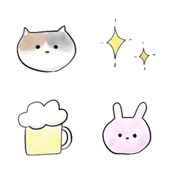 水彩のやさしい動物たちの絵文字メイン画像