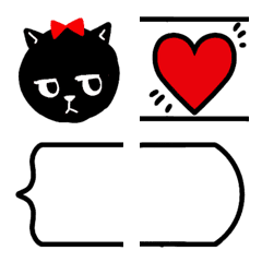 [LINE絵文字] 黒猫とふきだしの絵文字の画像