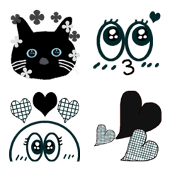 [LINE絵文字] シンプル使える絵文字☆黒ねこの画像