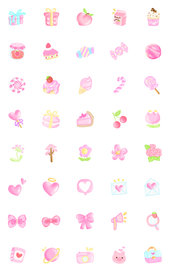 [LINE絵文字]cutie emoji : sweety pinkの画像一覧