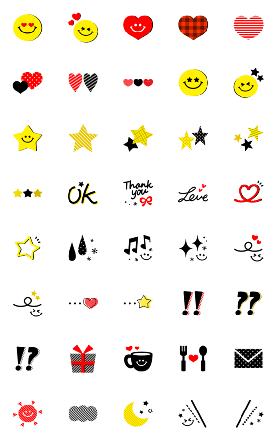 [LINE絵文字]Smile×♡×☆×patternの画像一覧
