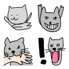 [LINE絵文字] シュールで雑な灰色ねこの画像