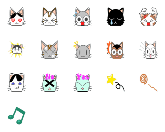 [LINE絵文字]ねこねこな絵文字の画像一覧