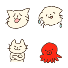 [LINE絵文字] おもち色のねこと動物を少々の画像