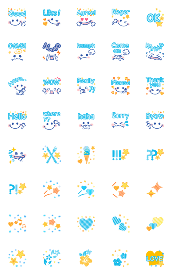 [LINE絵文字]爽やかカラーのかわいい絵文字♡の画像一覧