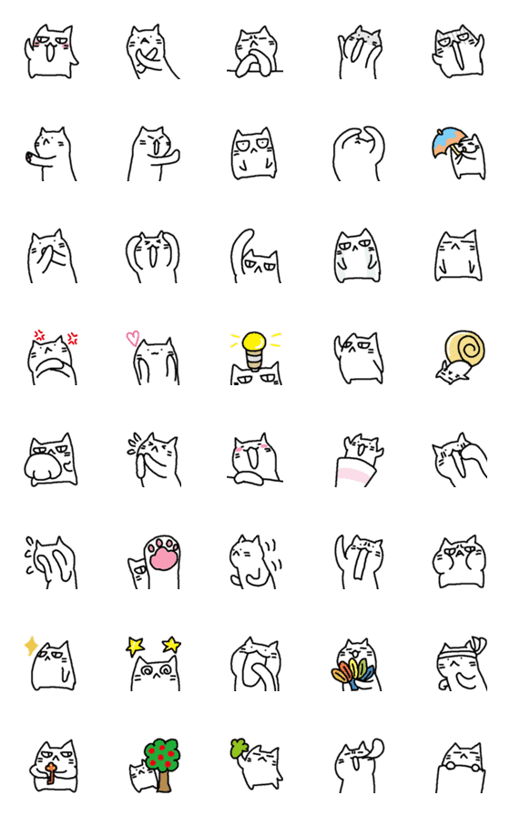 [LINE絵文字]しろいねこたちの画像一覧