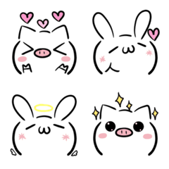 うさぎとぶたの顔文字風・絵文字の絵文字メイン画像