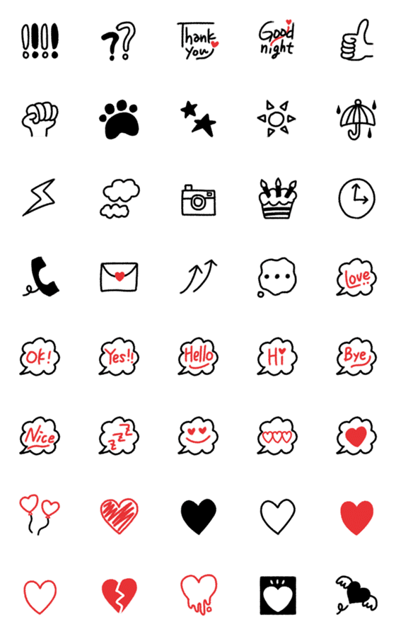 [LINE絵文字]黒×赤のシンプルで大人な絵文字♡の画像一覧