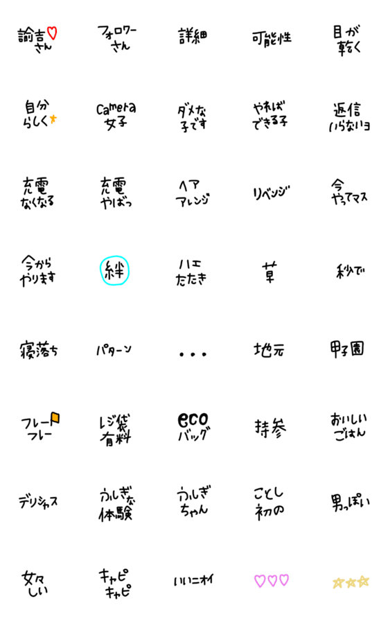 [LINE絵文字]絵文字 シンプル 黒文字18の画像一覧