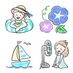 [LINE絵文字] ごきげんガール 夏っぽいの。の画像