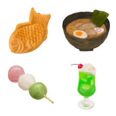 [LINE絵文字] 絵本風な絵文字『食べ物』の画像