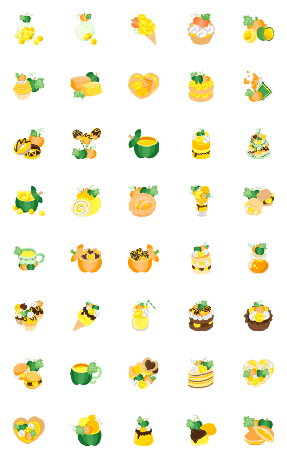 [LINE絵文字]Pumpkin Sweets Emojiの画像一覧