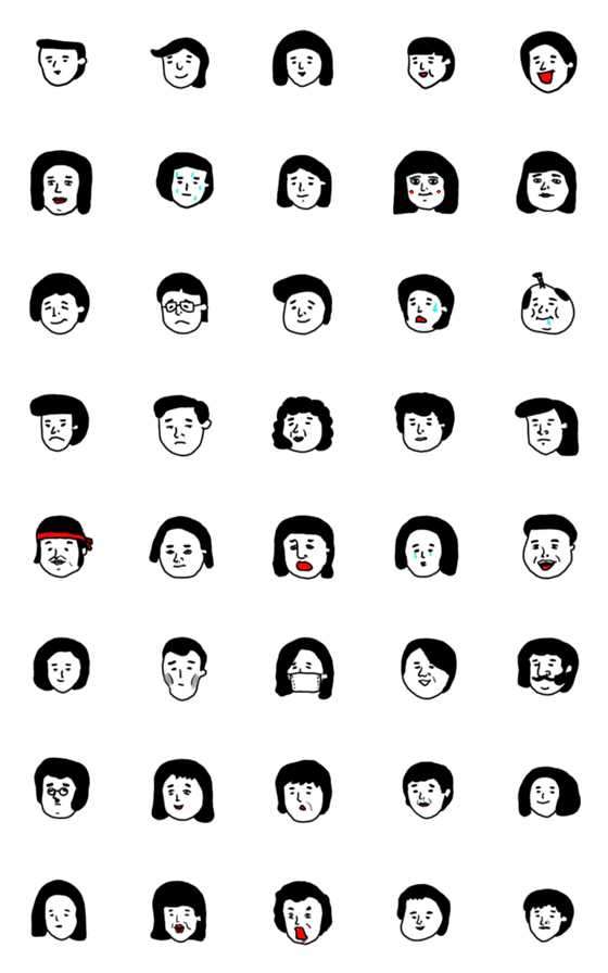[LINE絵文字]たくさんの顔 使える白顔3の画像一覧