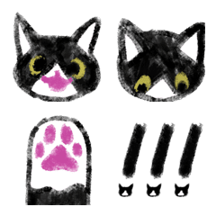 [LINE絵文字] ねこ絵文字（ハチワレ）の画像