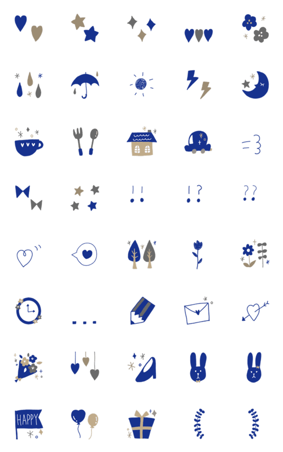 [LINE絵文字]おしゃれな絵文字(青)の画像一覧