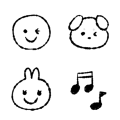 モノクロシンプル♡スマイル動物たちの絵文字メイン画像