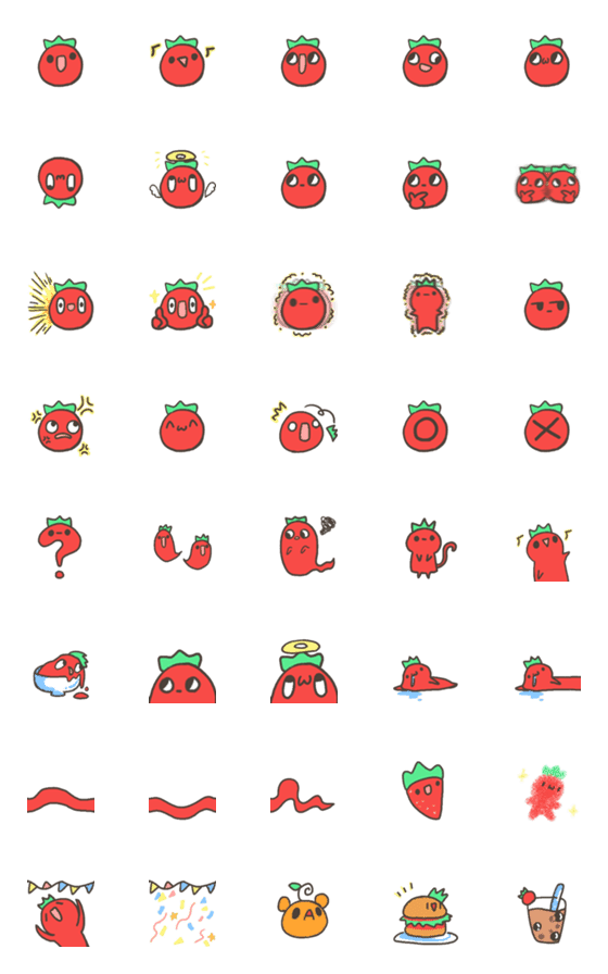 [LINE絵文字]さまざまなトマトの画像一覧