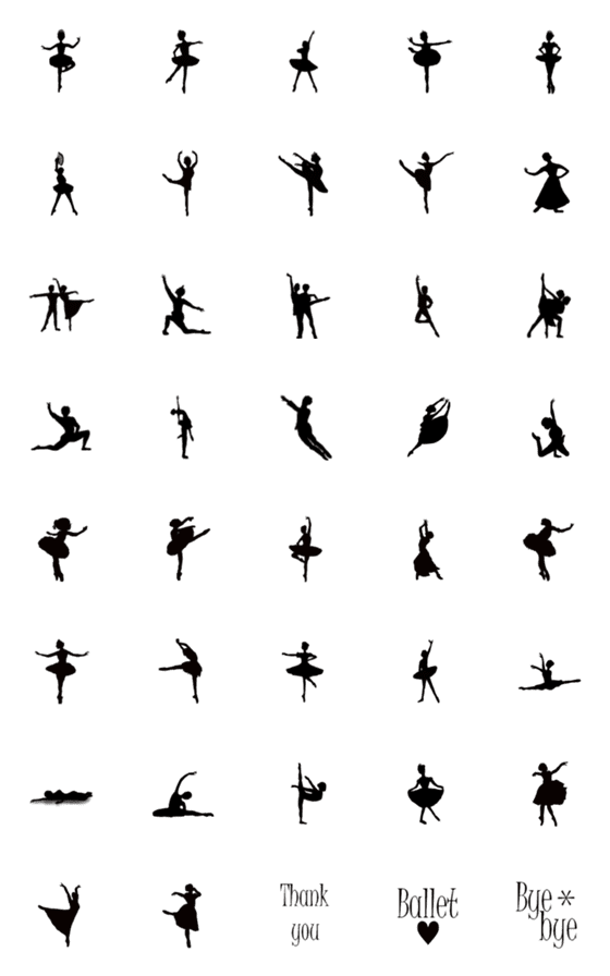 [LINE絵文字]Ballet silhouetteの画像一覧