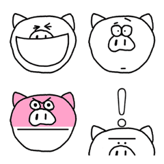 [LINE絵文字] しろくろシュール動物＊ブタ＊えもじの画像