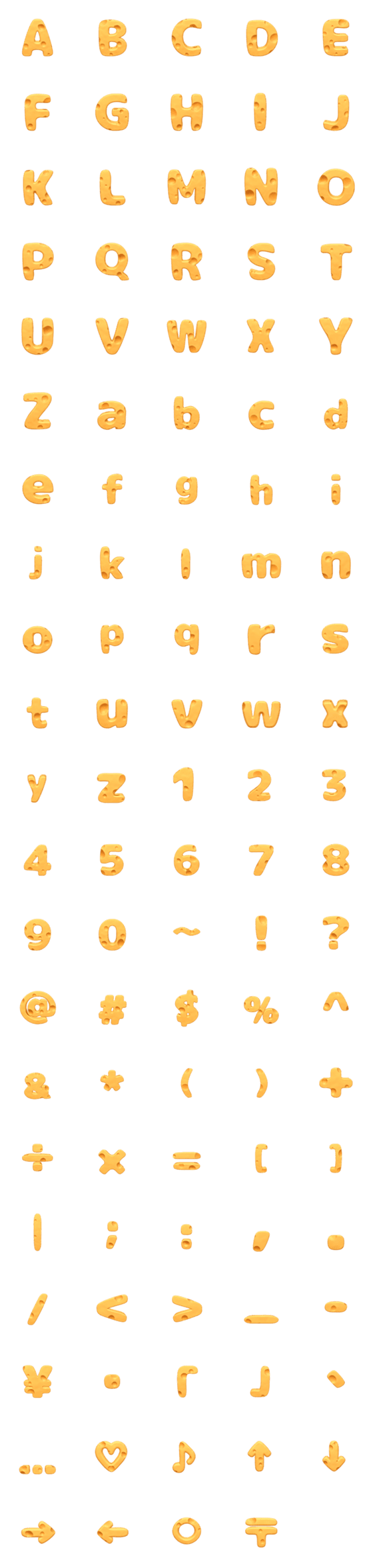 [LINE絵文字]English alphabet cheese patternの画像一覧