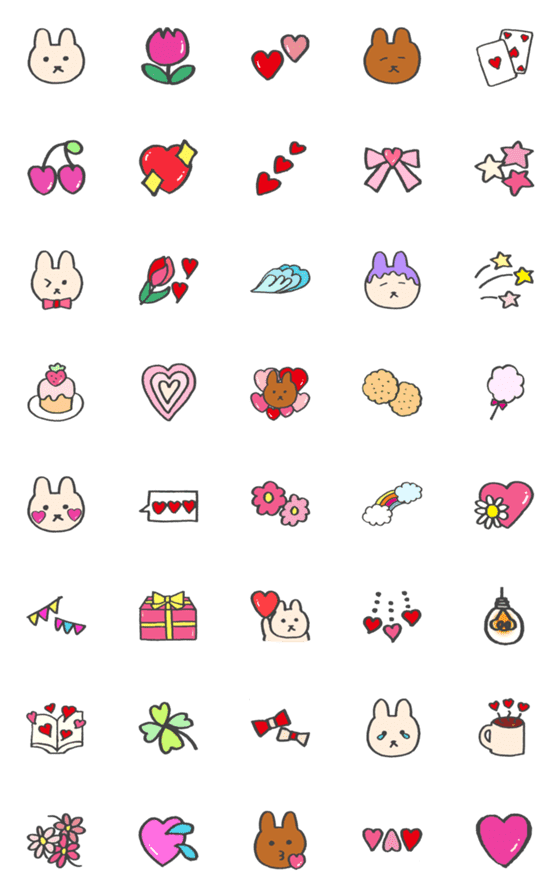 [LINE絵文字]うさぎ＆ポップ絵文字♡の画像一覧