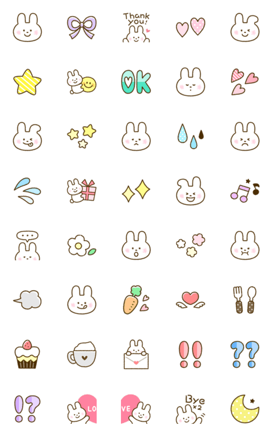 [LINE絵文字]♡Pastel×Rabbit♡の画像一覧