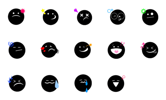 [LINE絵文字]黒くてポップな顔文字の画像一覧