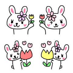 [LINE絵文字] 【絵文字】ハートほっぺのうさぎちゃん2♡の画像