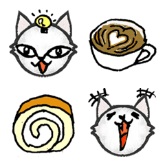 [LINE絵文字] 猫と毛玉の妖精 ネコ・コーヒー・ケーキ2の画像