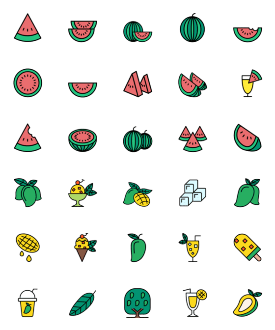 [LINE絵文字]Emoji : Watermelon ＆ Mangoの画像一覧