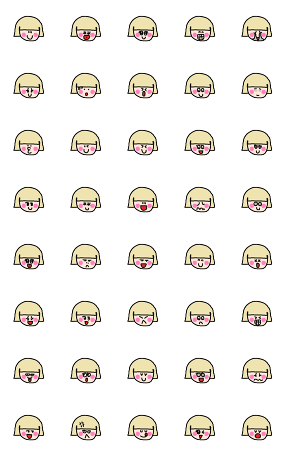 [LINE絵文字]many girl face emojiの画像一覧