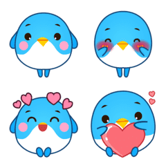 [LINE絵文字] かわいい青い鳥 Emojiの画像