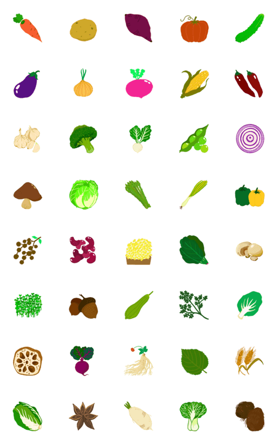 [LINE絵文字]ヤオンの野菜の画像一覧