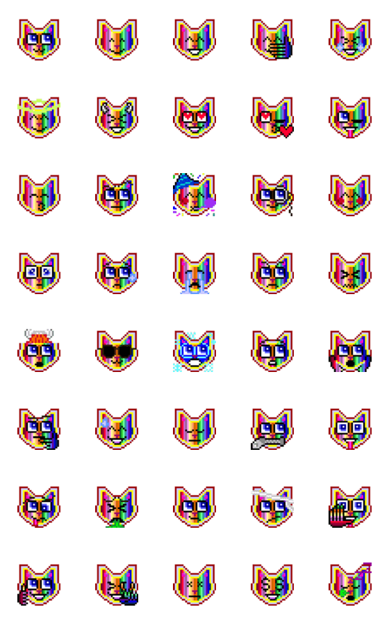 [LINE絵文字]Spectrum Kitty Emoji Pack 1の画像一覧
