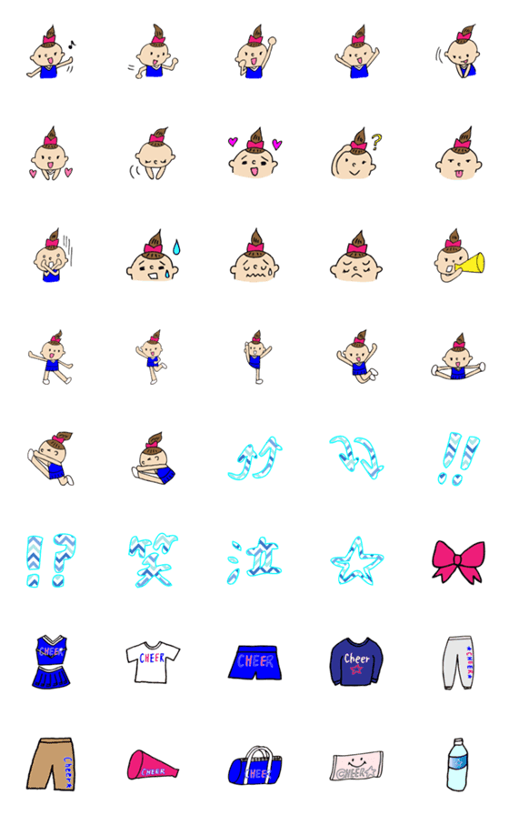 [LINE絵文字]チアリーダー絵文字 blue＆redの画像一覧
