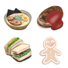 [LINE絵文字] リアルな食べ物と人形クッキーの絵文字の画像
