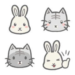 うさぎとねこの顔の絵文字メイン画像
