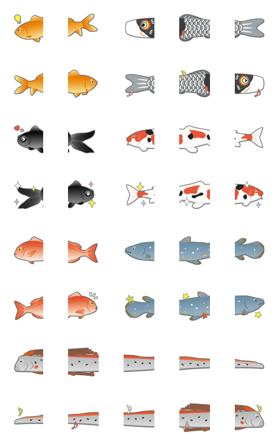 [LINE絵文字]つなげて いろいろ おさかな 絵文字の画像一覧