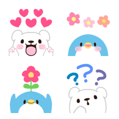 [LINE絵文字] チラッとしろくま＆ペンギン♡絵文字の画像