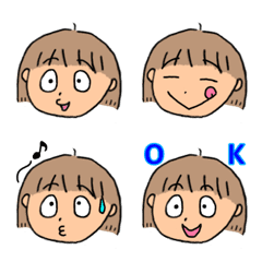 [LINE絵文字] おかっぱ女子絵文字の画像