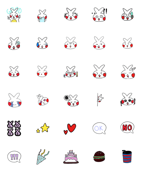 [LINE絵文字]Red Cheeks Rabbitの画像一覧