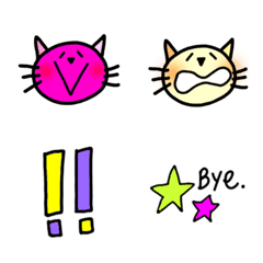 [LINE絵文字] 毎日使える！カラフルcat！！の画像