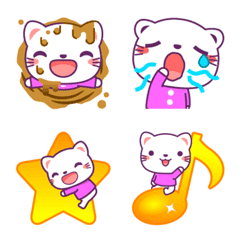 [LINE絵文字] 白猫の顔 絵文字の画像