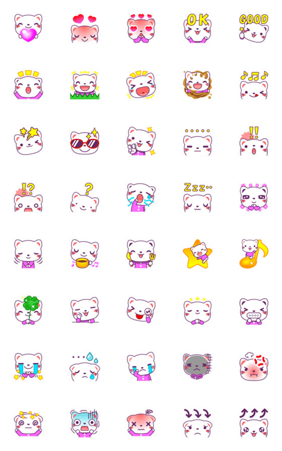 [LINE絵文字]白猫の顔 絵文字の画像一覧