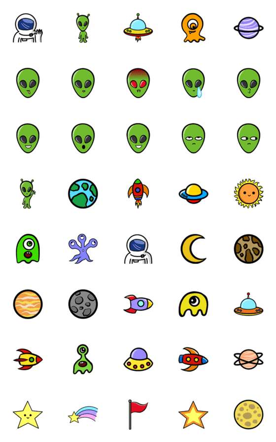 [LINE絵文字]エイリアンと宇宙飛行士の画像一覧