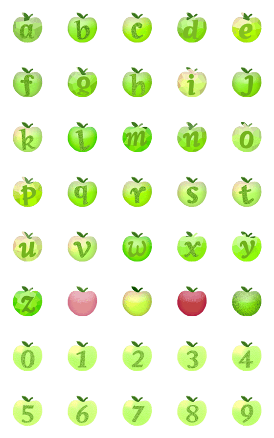 [LINE絵文字]甘いリンゴ  （a-z） 絵文字  かわいいの画像一覧