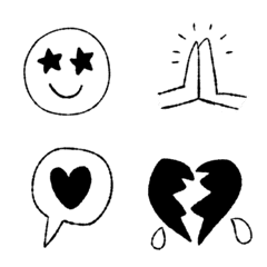 ザ・シンプル！モノクロ手書き風(感情編)の絵文字メイン画像