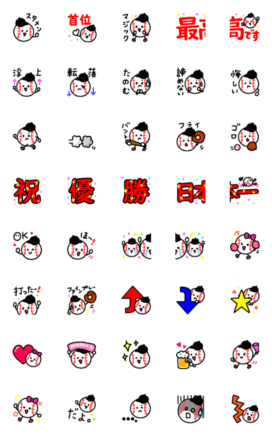 [LINE絵文字]野球ボールくん2の画像一覧