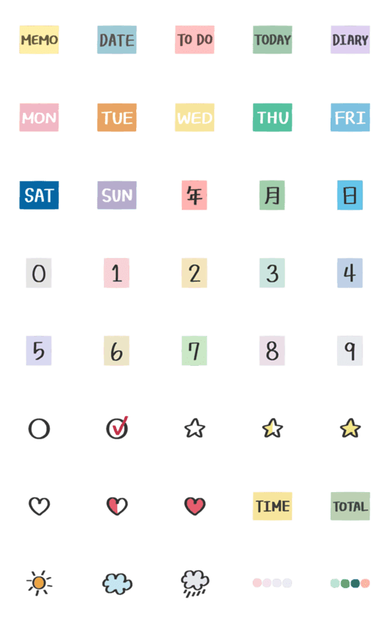 [LINE絵文字]Colorful calendar and diary stickerの画像一覧